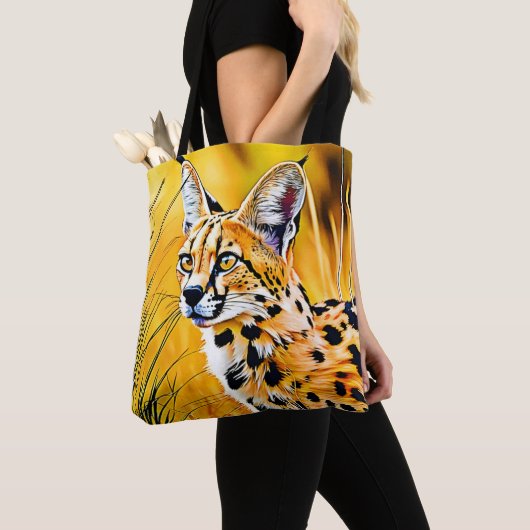 Afrikaanse serval art tote bag (Dichtbij)