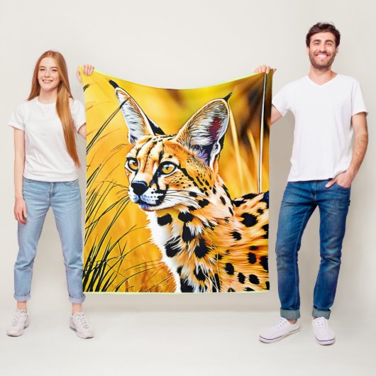 Afrikaanse Serval Kunst Fleece Deken (In situ)