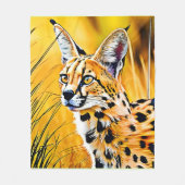 Afrikaanse Serval Kunst Fleece Deken (Voorkant)