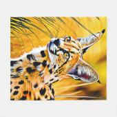Afrikaanse Serval Kunst Fleece Deken (Voorkant (Horizontaal))
