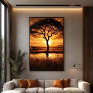 Afrikaanse Silhouet Canvas Afdruk