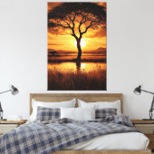 Afrikaanse Silhouet Canvas Afdruk (Insitu (Slaapkamer))