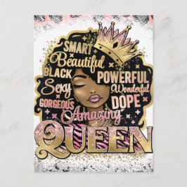 Afrikaanse Sista Zwart Koningin Melanine Vrouw Sis Briefkaart