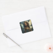 Afrikaanse Sprookjesgroen & Brons Vierkante Sticker (Envelop)