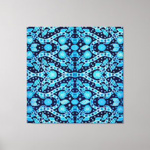 Afrikaanse Stam Batik Blauw Canvas Afdruk