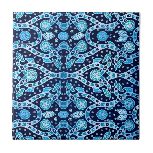 Afrikaanse Stam Batik Blauw Tegeltje (Voorkant)