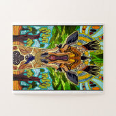 Afrikaanse stam-Giraffe Legpuzzel (Horizontaal)