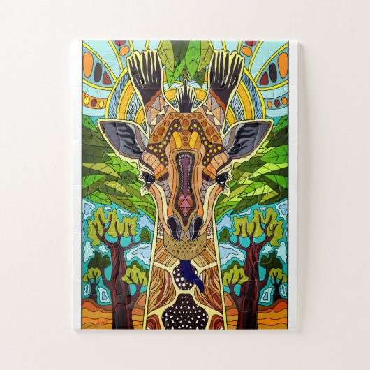 Afrikaanse stam-Giraffe Legpuzzel (Verticaal)