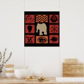 Afrikaanse stam olifant patroon poster (Keuken)