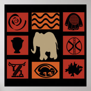 Afrikaanse stam olifant patroon poster