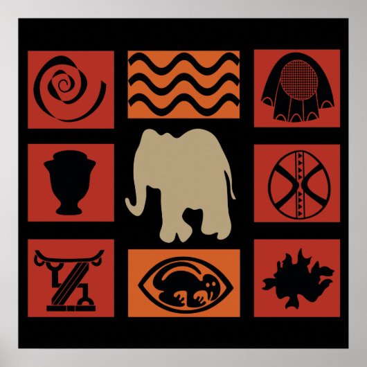 Afrikaanse stam olifant patroon poster (Voorkant)