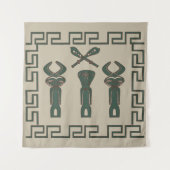 Afrikaanse stam silhouet abstract gezichtskunst wandkleed (Voorkant)
