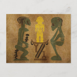 Afrikaanse stam silhouet vintage scène kunst briefkaart