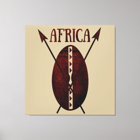 Afrikaanse stam vintage schild en speer kunst canvas afdruk (Voorkant)