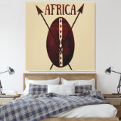 Afrikaanse stam vintage schild en speer kunst canvas afdruk (Insitu (Slaapkamer))