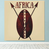 Afrikaanse stam vintage schild en speer kunst canvas afdruk (Insitu (Houten vloer))