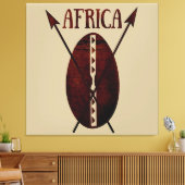 Afrikaanse stam vintage schild en speer kunst canvas afdruk (Insitu (Woonkamer))