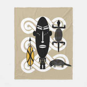 Afrikaanse stamkrijger abstract gezichtskunst fleece deken