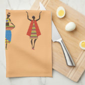 Afrikaanse stamkunst dames met een kleurrijke etni theedoek (Quarter Fold)