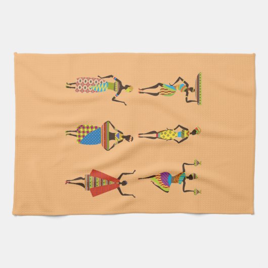 Afrikaanse stamkunst dames met een kleurrijke etni theedoek (Horizontaal)