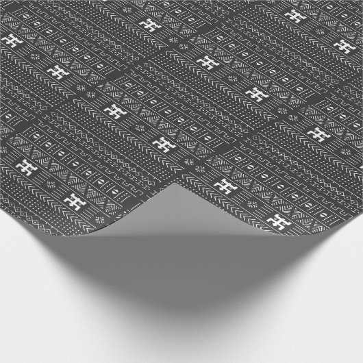 Afrikaanse stamkunst: geometrische zwart-wit cadeaupapier (Hoek)