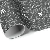 Afrikaanse stamkunst: geometrische zwart-wit cadeaupapier (Rol Hoek)