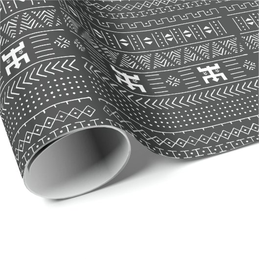 Afrikaanse stamkunst: geometrische zwart-wit cadeaupapier (Rol Hoek)