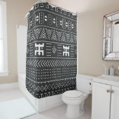 Afrikaanse stamkunst: geometrische zwart-wit douchegordijn (In situ)