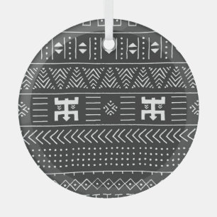 Afrikaanse stamkunst: geometrische zwart-wit glas ornament