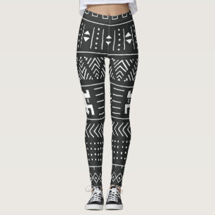 Afrikaanse stamkunst: geometrische zwart-wit leggings