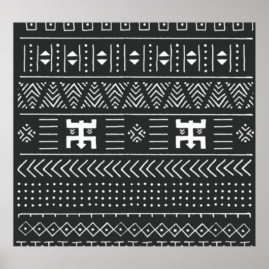 Afrikaanse stamkunst: geometrische zwart-wit poster (Voorkant)