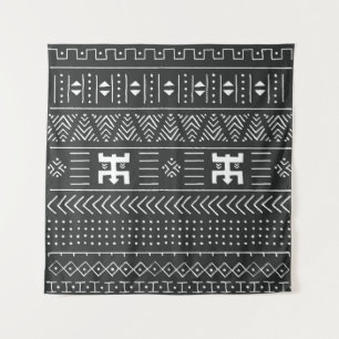 Afrikaanse stamkunst: geometrische zwart-wit wandkleed