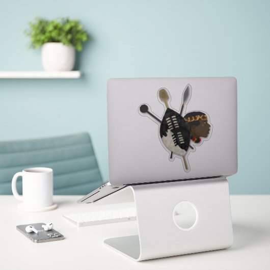 Afrikaanse stamkunst sticker (Laptop op bureau)
