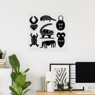 afrikaanse stammaskers en dieren poster