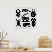afrikaanse stammaskers en dieren poster (Keuken)