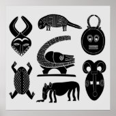 afrikaanse stammaskers en dieren poster (Voorkant)
