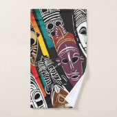 Afrikaanse stammaskers kleurrijk bad handdoek (Handdoek)