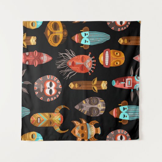 Afrikaanse stammaskers wandkleed (Voorkant (horizontaal))