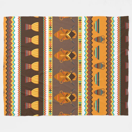 Afrikaanse stammenhuisdecor fleece deken (Voorkant (Horizontaal))