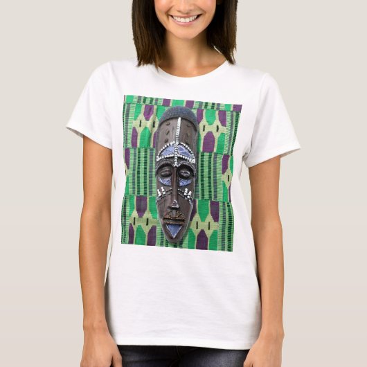 Afrikaanse stammenmasker Kente Cloth Pattern T-Shi T-shirt (Voorkant)