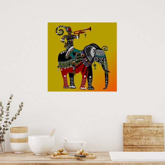 afrikaanse stammenmuzikant die olifant - poster be (Keuken)