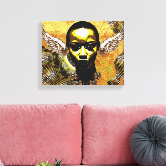 Afrikaanse stammenvrouw met engel-gespleten oren canvas afdruk (Insitu (Woonkamer))