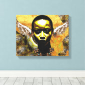 Afrikaanse stammenvrouw met engel-gespleten oren canvas afdruk (Insitu (Houten vloer))