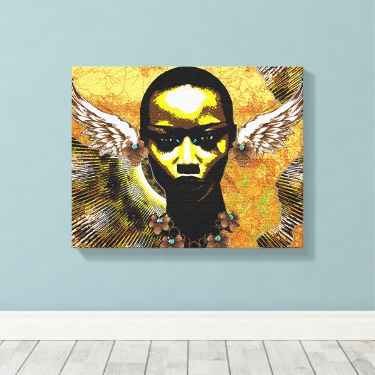 Afrikaanse stammenvrouw met engel-gespleten oren canvas afdruk (Insitu (Houten vloer))