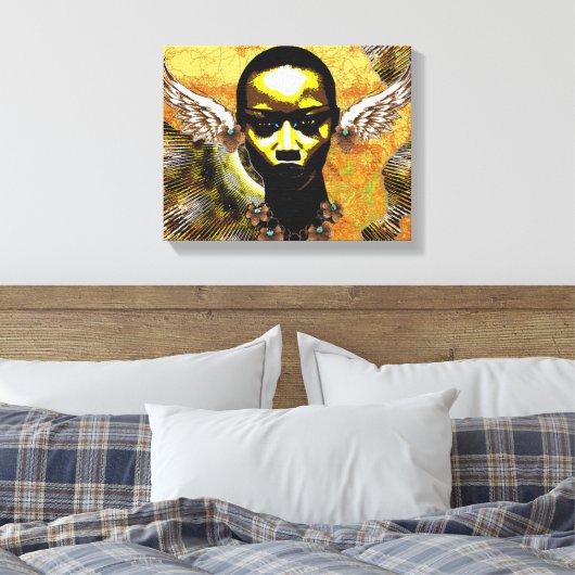 Afrikaanse stammenvrouw met engel-gespleten oren canvas afdruk (Insitu (Slaapkamer))