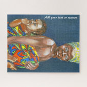 Afrikaanse stammoeder en kind, kleurrijke kunst, legpuzzel (Horizontaal)