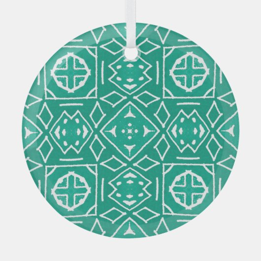Afrikaanse stamprint Ikat patroon Glas Ornament (Voorkant)