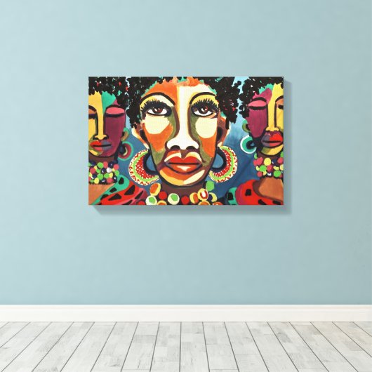 Afrikaanse stamvrouwen canvas afdruk (Insitu (Houten vloer))