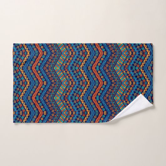 Afrikaanse stijl blauw en sinaasappel patroonmoder bad handdoek (Handdoek)