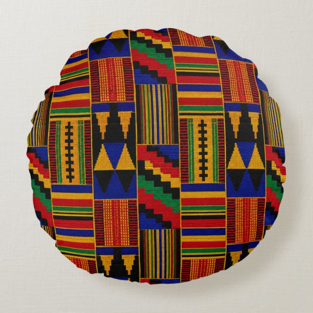 Afrikaanse stijl Kente stof Rond Kussen (Voorkant)